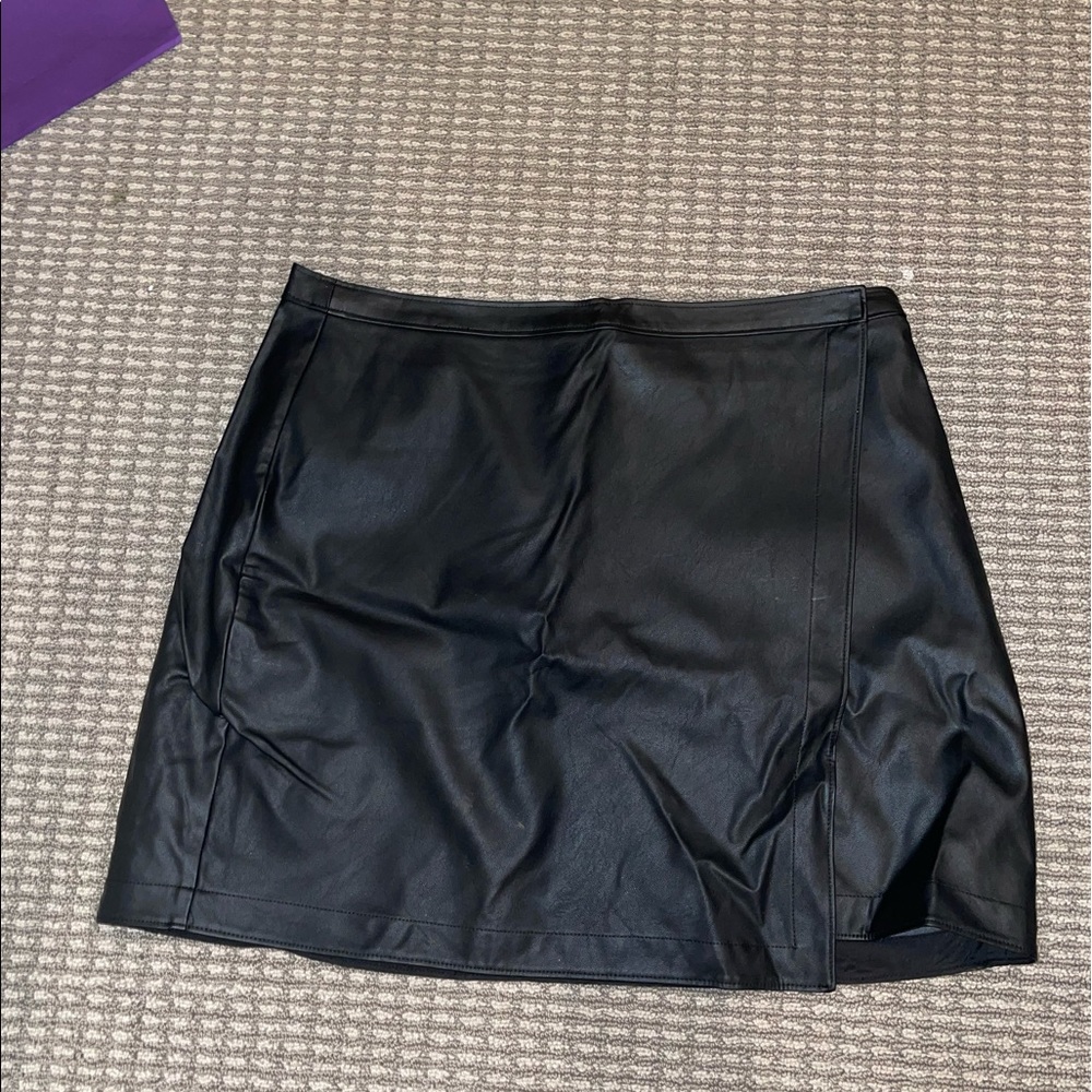 Black Leather Wrap Skirt